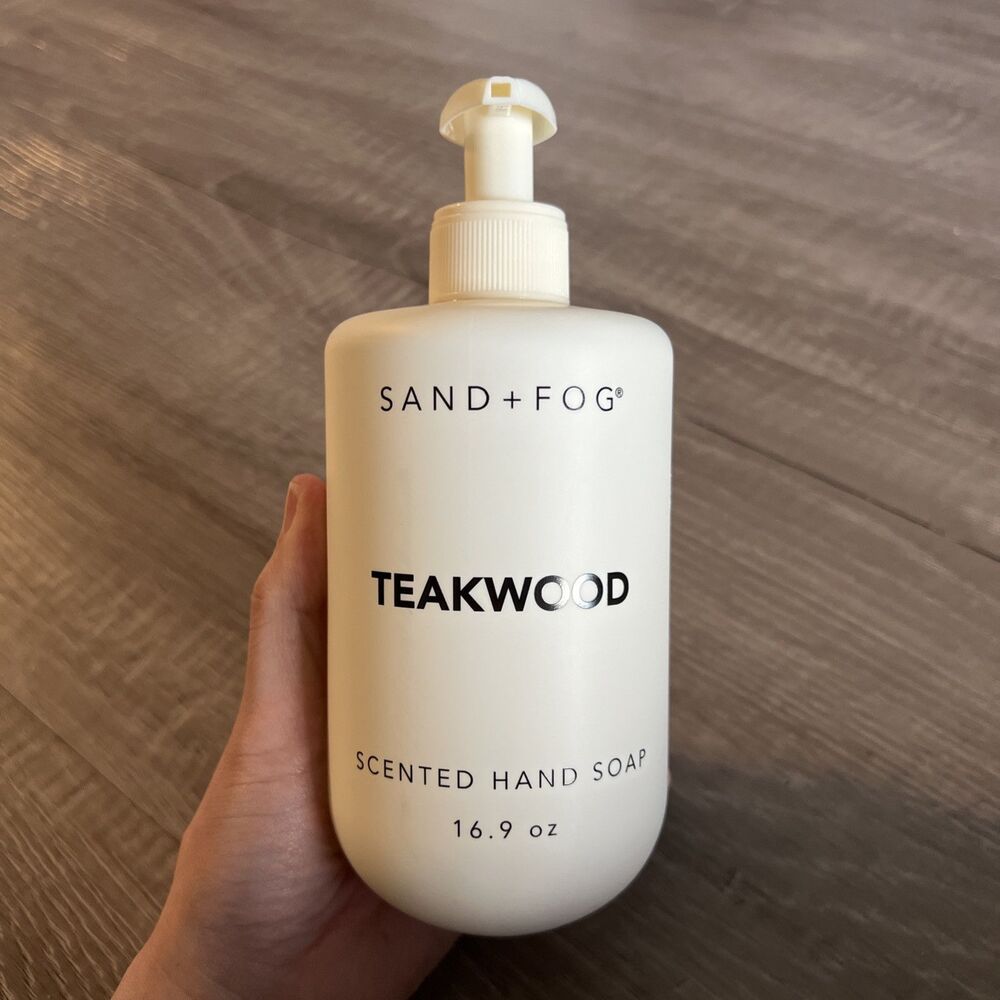 NEW Sand + Fog TEAKWOOD Hand Soap Bottle 16.9 FL oz WHITE